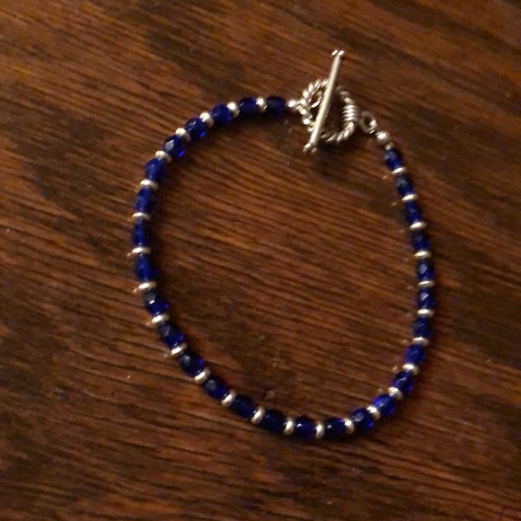 !!SOLD!!  Sterling Silver and cobalt blue bracelet - Picture 2 of 3